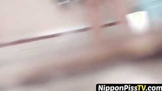 Japanese cuties waste time and pee while washing together