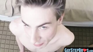 Light youngster banged exposed before stepbro facial