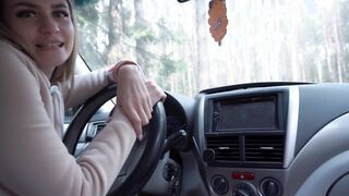 Gorgeous Hot Blonde Real Sex Into Car In Forest