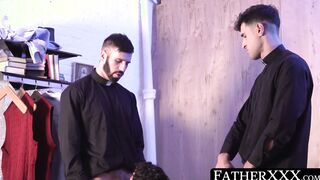 Youthful catholic discovered jolting off and threeway rawpounded