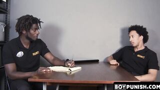 Immediately following a sensual BJ a muscular security guard drills a gay man