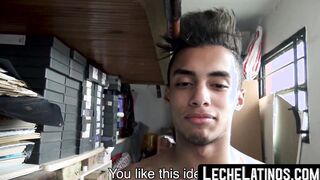Raw dick is taken in the ass and cum is put in the mouth by a Latino newbie