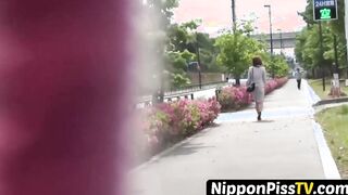Pissing obsession Japanese angels discovered in the act in broad daylight