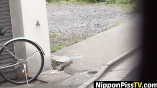 Pissing obsession Japanese angels discovered in the act in broad daylight