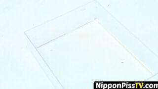 Japanese brunettes pissing while stowed away camera films