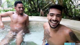 Dan whips out his cock for Angel and Eman