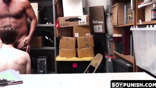 A skinny pale thief gives a fat hairy white father a blowjob