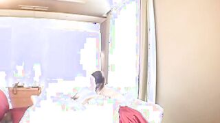 Cute Japanese girl with big natural tits sprayed with cum