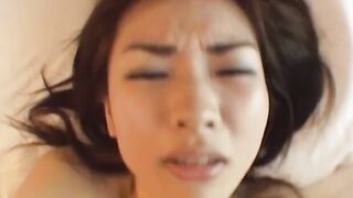 Cute Japanese girl with big natural tits sprayed with cum