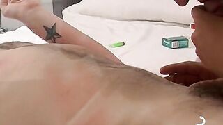 Giving my stepbro a blowjob while blowing my cigarette