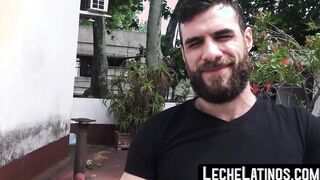 Latino with a beard was pierced by his lovers in a brutally raw manner