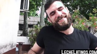 Latino with a beard was pierced by his lovers in a brutally raw manner