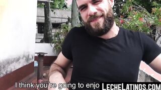 Latino with a beard was pierced by his lovers in a brutally raw manner
