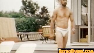 Hairy classic homo strokes while his butt mates blow
