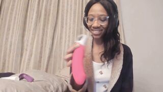 Petite black babe Jane Lotus fucks pussy while fingering ass