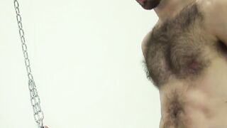 Before riding a man with a beard displays his deepthroating abilities