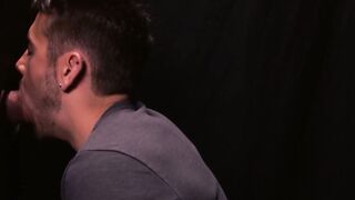 Handsome stepson dicksucking stepdaddy at gloryhole