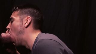 Handsome stepson dicksucking stepdaddy at gloryhole