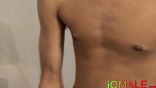 Latin twink sprayed with cum after being barebacked rough