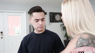 Stepmom teasing stepson before they fuck
