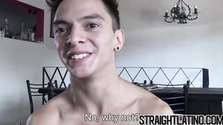 Cute straight Latino barebacked for the first time for money