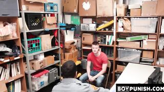 Young thieves are being beaten in the tight ass by a security guard with a beard