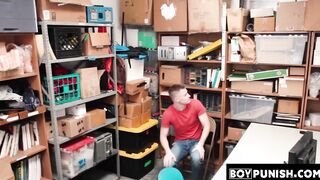 Young thieves are being beaten in the tight ass by a security guard with a beard