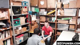Young thieves are being beaten in the tight ass by a security guard with a beard