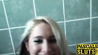 Blonde MILF Kaz gets her pussy squirting for the first time