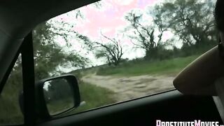 Skinny girl bareback sex in car