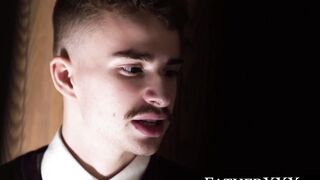 Strict twink draws off minister prior to riding him badtothebone