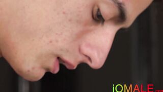 Twink jerks himself off and cums after being rawpounded hard