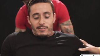 Handsome prof fucks both his dancers on stage