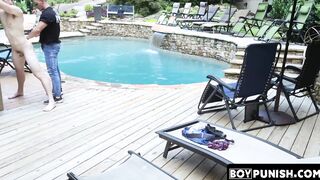 At the poolside Aiden Asher and athlete Jax Thirio are barebacking