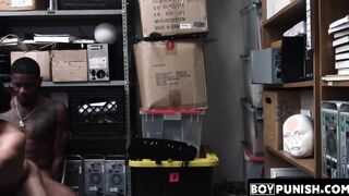 A BBC officer beats a young Latino thief hard in the back