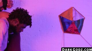 Black jock whips his taut ass raw and ties his twink up