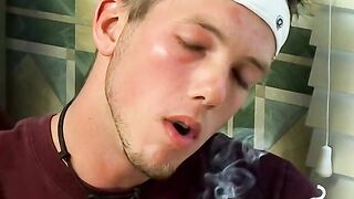 Hardcore smoker Christian Taylor showcasing enormous dick