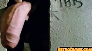 Exemplary gay stud shows his deepthroating abilities in latrine