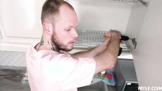 My husband looking at me while i sex with handyman