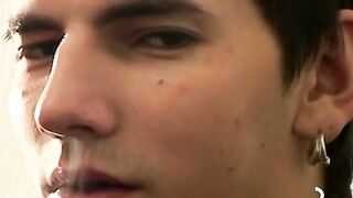 Horny Antony smokesÂ and drops cum all over the place