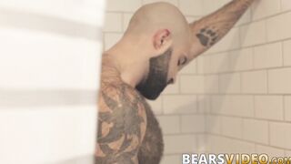 Atlas Grant shows off that bear body and tugs on his dick