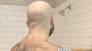 Atlas Grant shows off that bear body and tugs on his dick