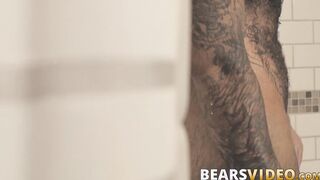 Atlas Grant shows off that bear body and tugs on his dick