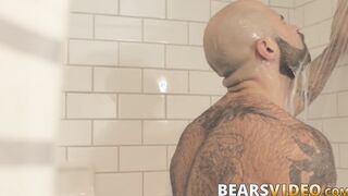 Atlas Grant shows off that bear body and tugs on his dick
