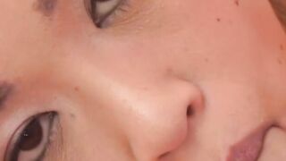 Petite Japanese uses tits and tongue to make big dick cum