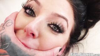 Babe with big tits fucked hardcore doggy style and eats vag