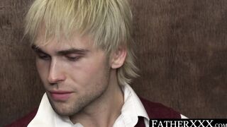 Horny strict twink deepthroats cleric before crude fucking