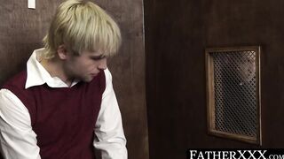 Horny strict twink deepthroats cleric before crude fucking