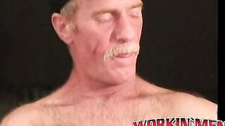 Mature stud with sexy mustache masturbating until he cums