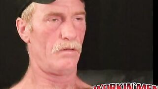 Mature stud with sexy mustache masturbating until he cums